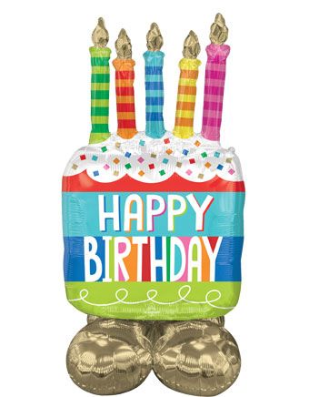Happy Birthday Cake and Candles Airloonz Balloon (49 Inch)