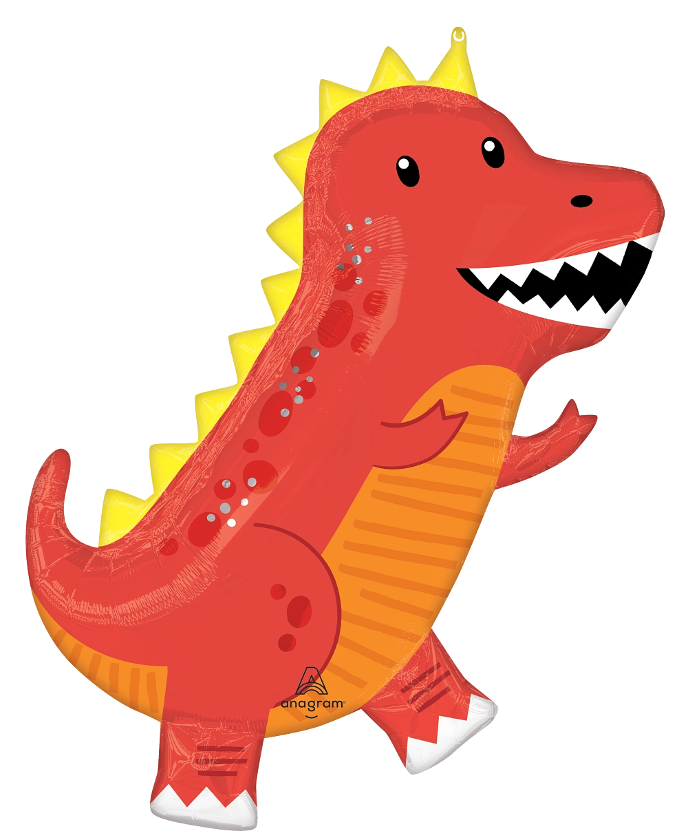 Red Happy Cool Dinosaur Foil Balloon