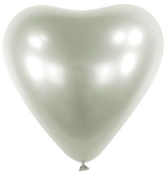 Small Satin Silver Heart Latex Balloon (12 Inch)