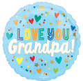 Love You Grandpa! Hearts and Stars Foil Balloon