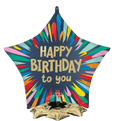 Birthday Satin Blast Star Foil Balloon - Air or Helium (22 Inch)