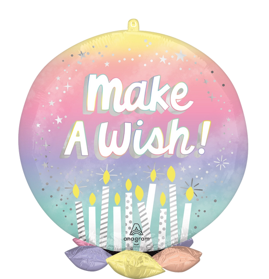 Make a Wish Pearlized Birthday Foil Balloon - Air or Helium