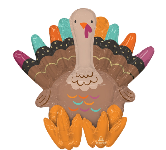 Give Thanks Turkey Sitter Foil Balloon
