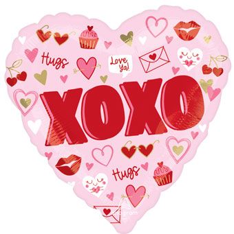 Valentine Vibes XOXO Heart Foil Balloon (18 Inch)