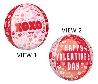 Happy Valentine's Day Vibes XOXO Orbz Foil Balloon (15 Inch)