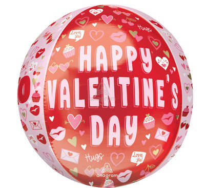Happy Valentine's Day Vibes XOXO Orbz Foil Balloon (15 Inch)