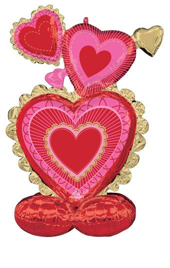 Romantic Vintage Hearts Airloonz Foil Balloon (43 Inch)