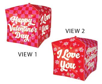 I Love You HVD Checkerboard Love Cubez Foil Balloon (15 Inch)