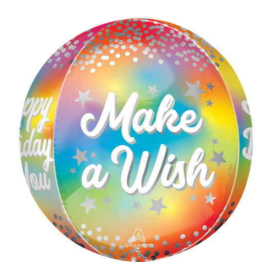 Make A Wish Birthday Glitz Orbz Foil Balloon