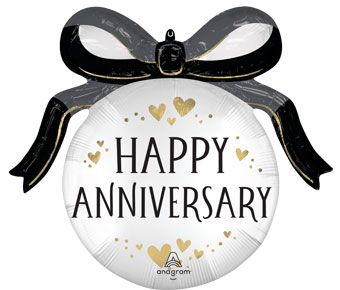 Large Satin Anniversary Ribbon Curls Foil Balloon