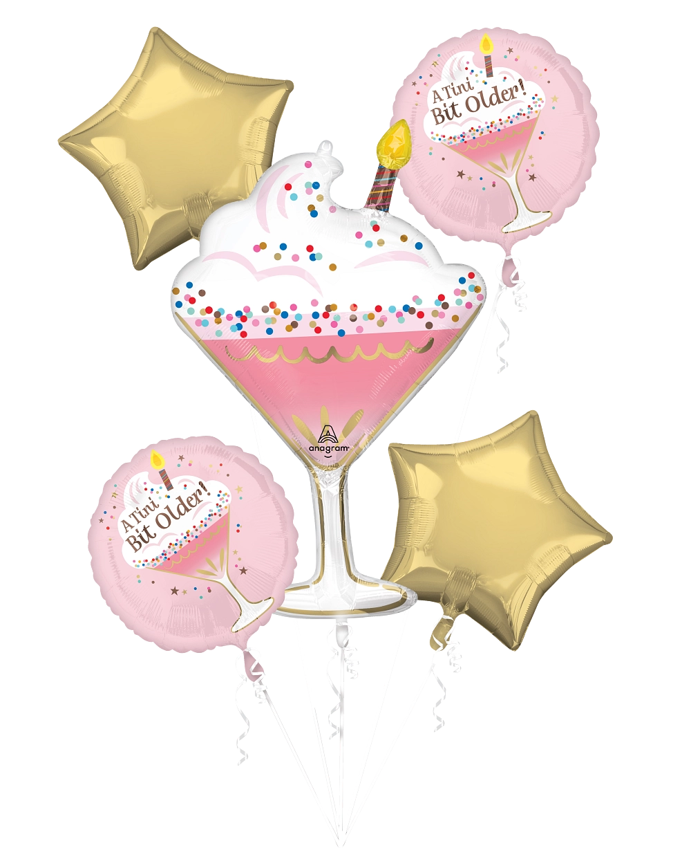 A Tini Bit Older Pink Cupcake Martini Foil Balloon Bouquet Kit