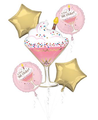 A Tini Bit Older Pink Cupcake Martini Foil Balloon Bouquet Kit