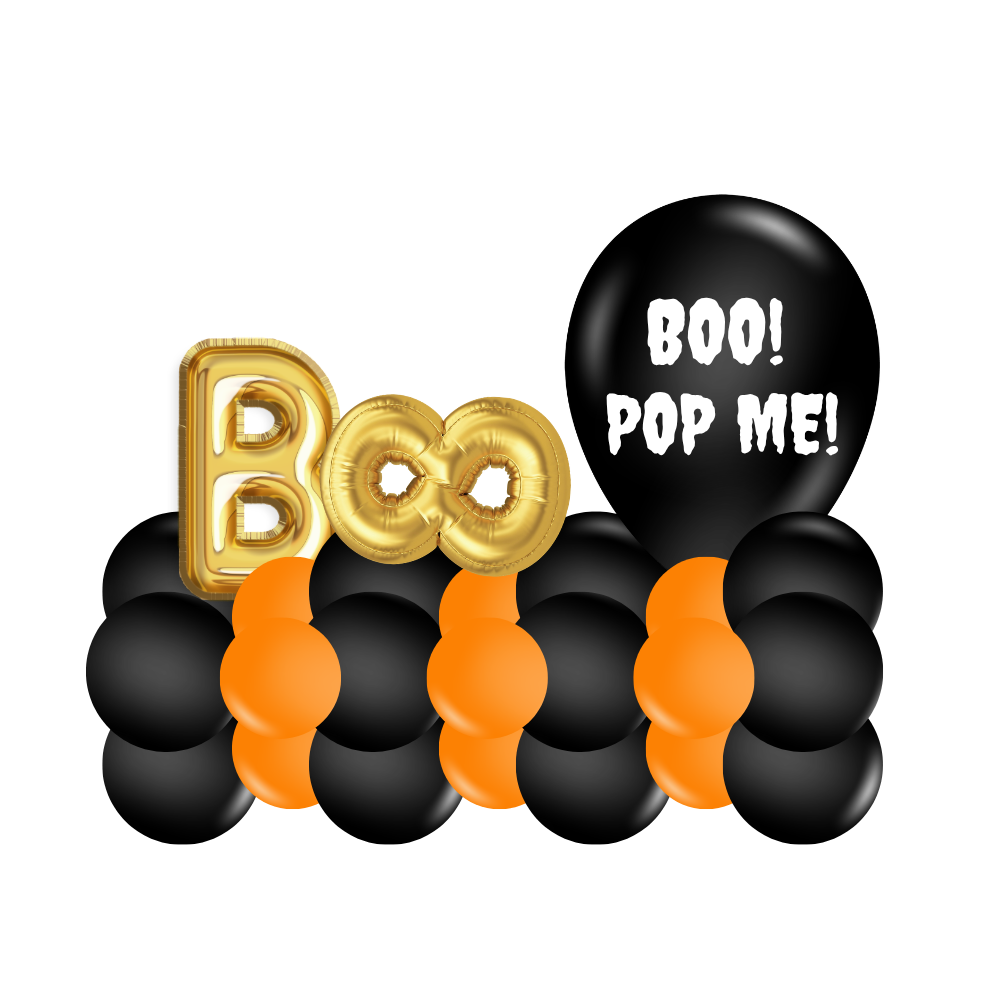 Black and Orange Boo-Loon Boo Basket Marquee Balloon with Candy Inside