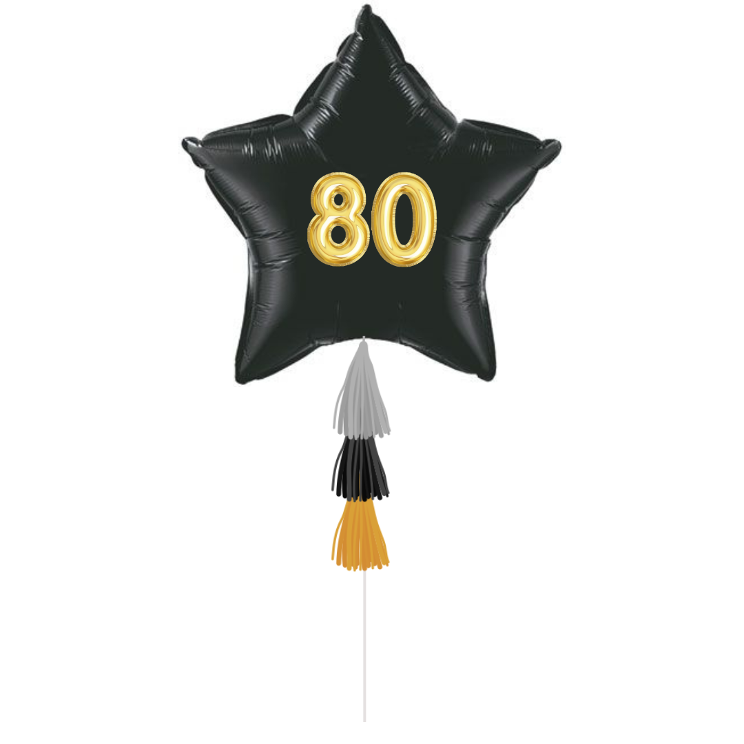 This giant giant star is embellished with the recipient's age and is perfect by itself (just add anchor weight), or add it into a Birthday Bouquet. age 80