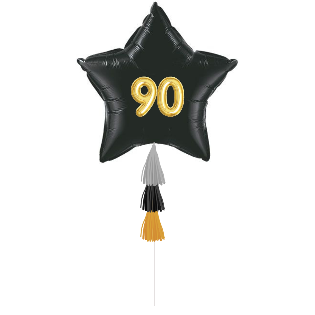 This giant giant star is embellished with the recipient's age and is perfect by itself (just add anchor weight), or add it into a Birthday Bouquet. age 90