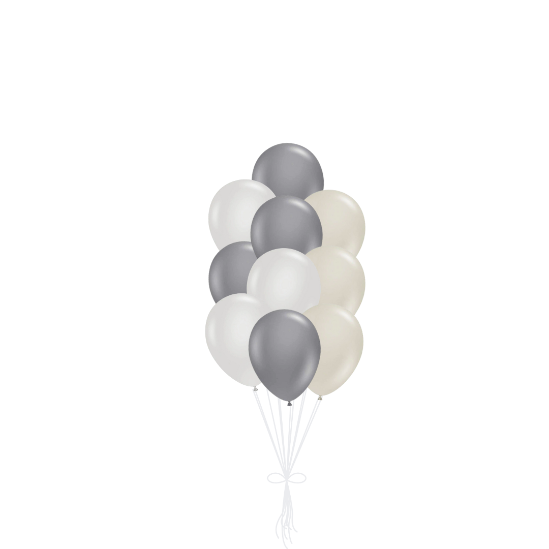 Mixed Vintage Grays Latex Balloon Bouquets