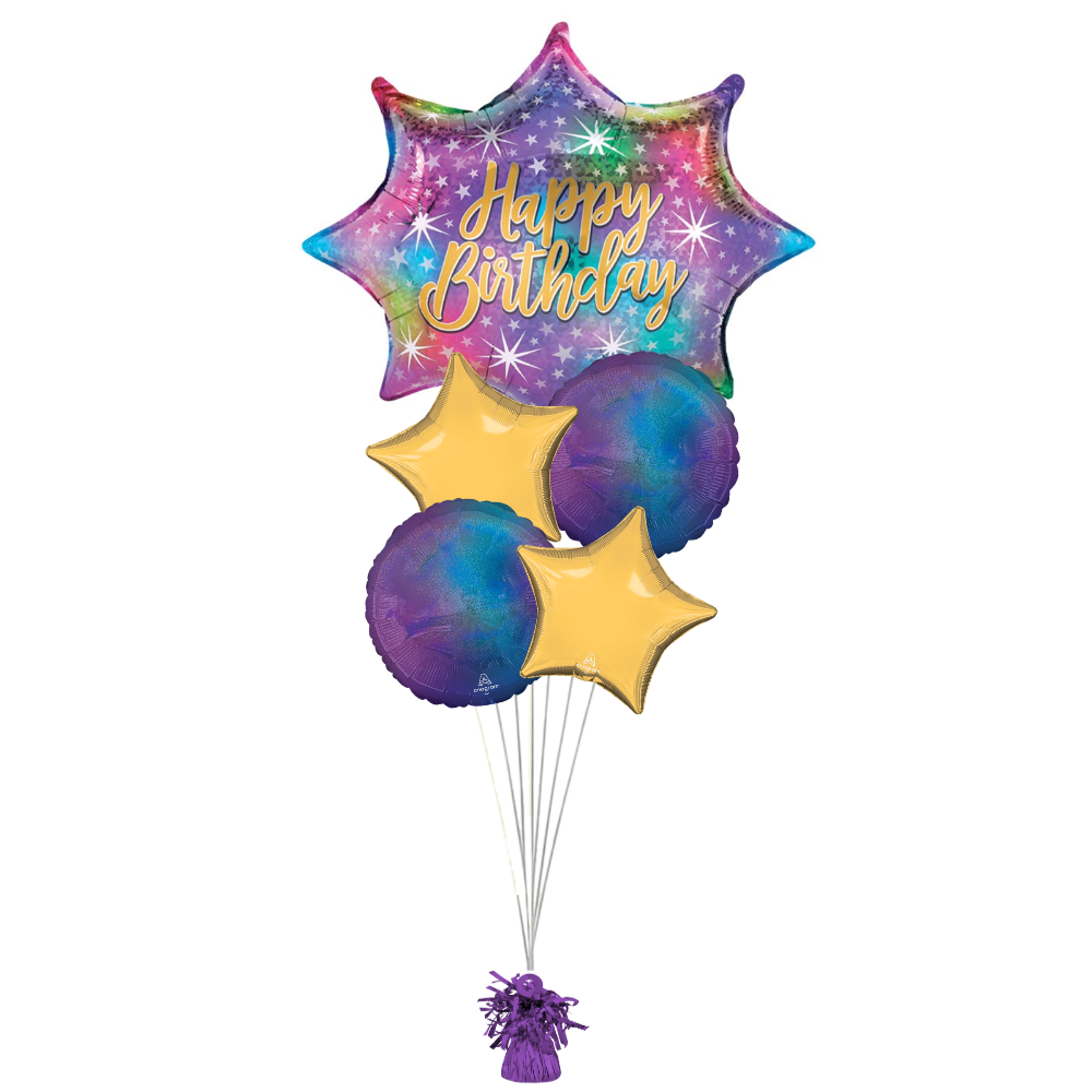 Moody Holographic Birthday Blast Balloon Bouquet