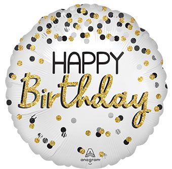 Happy Birthday Black and Gold 18" Foil Balloon