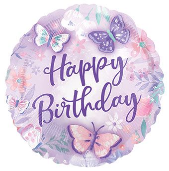 Happy Birthday Flutter Butterfly 18" Foil Balloon