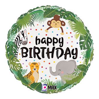 Happy Birthday Jungle Animals 18" Foil Balloon