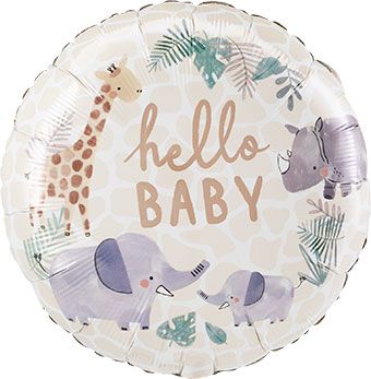 Hello Baby Jungle Watercolor 18" Foil Balloon