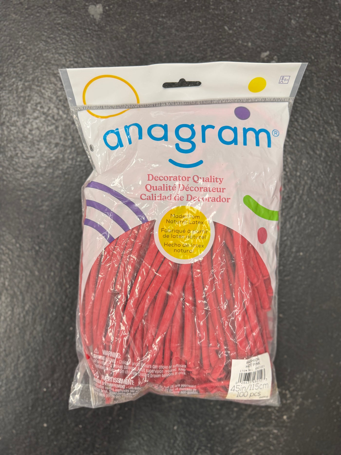 Hot Pink Solid 260 Twisting Latex Bag