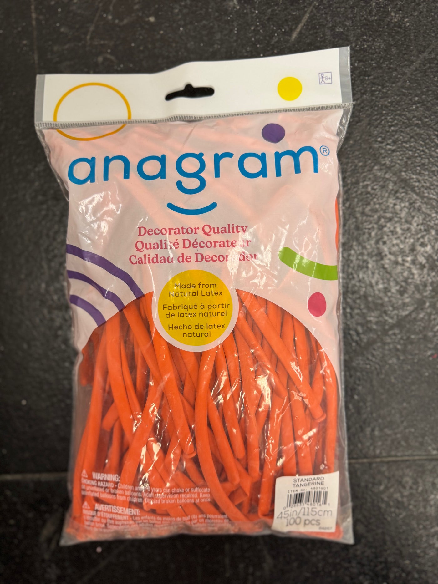 Tangerine Orange Solid 260 Twisting Latex Bag