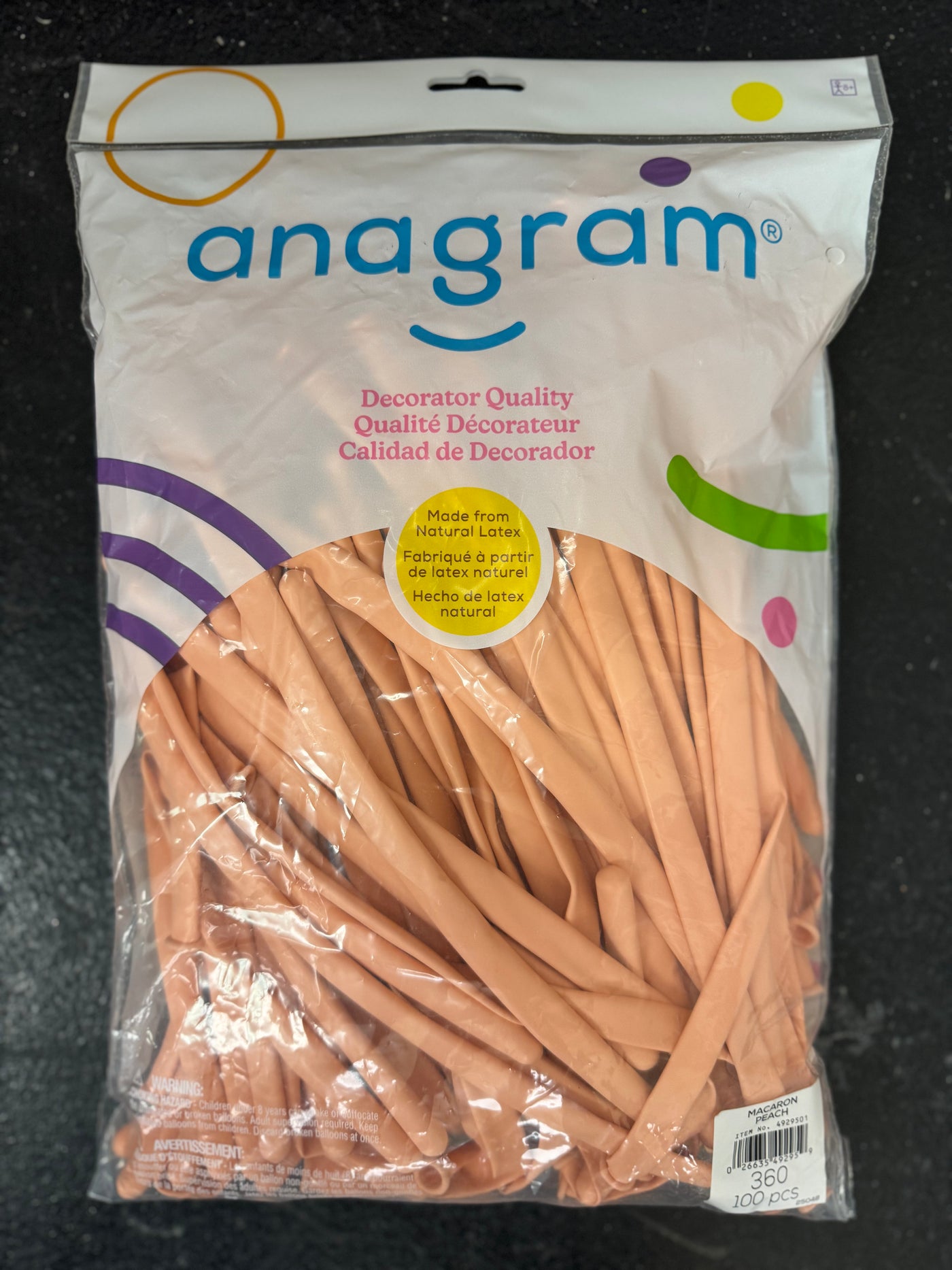 Macaron Peach Solid 360 Twisting Latex Bag