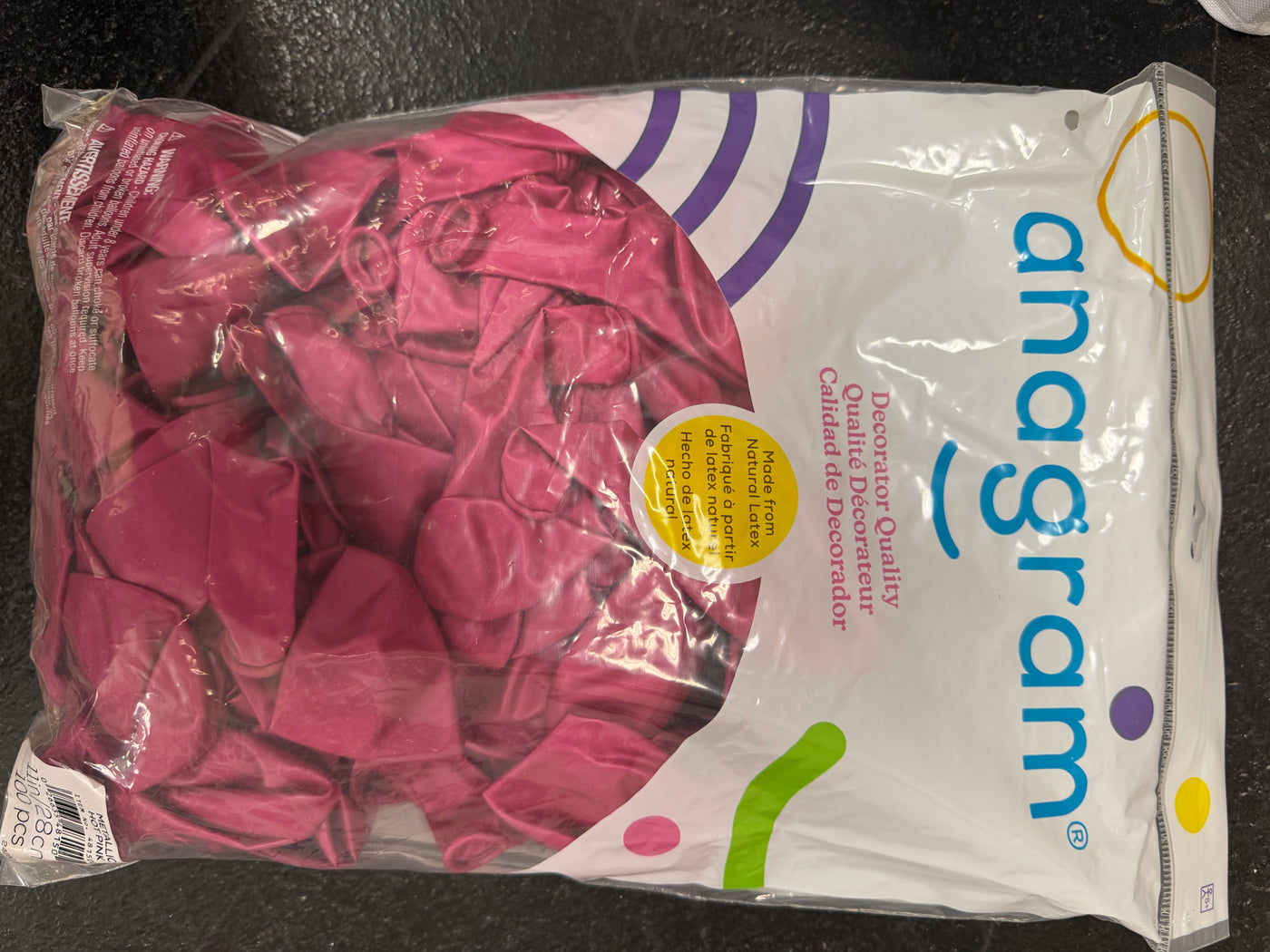 Metallic Hot Pink Solid 11" Latex Bag