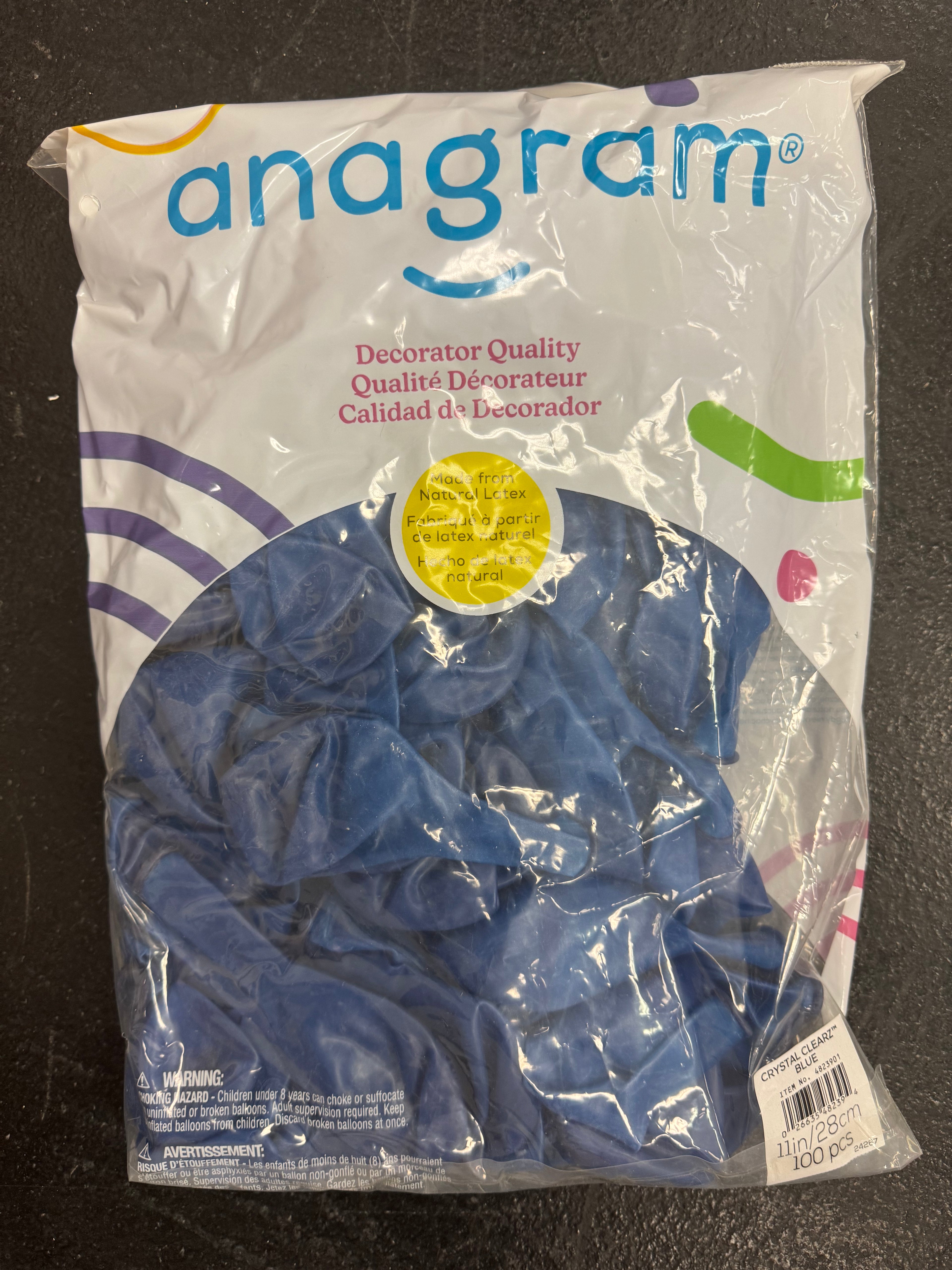 Crystal Clearz Blue Solid 11" Latex Bag