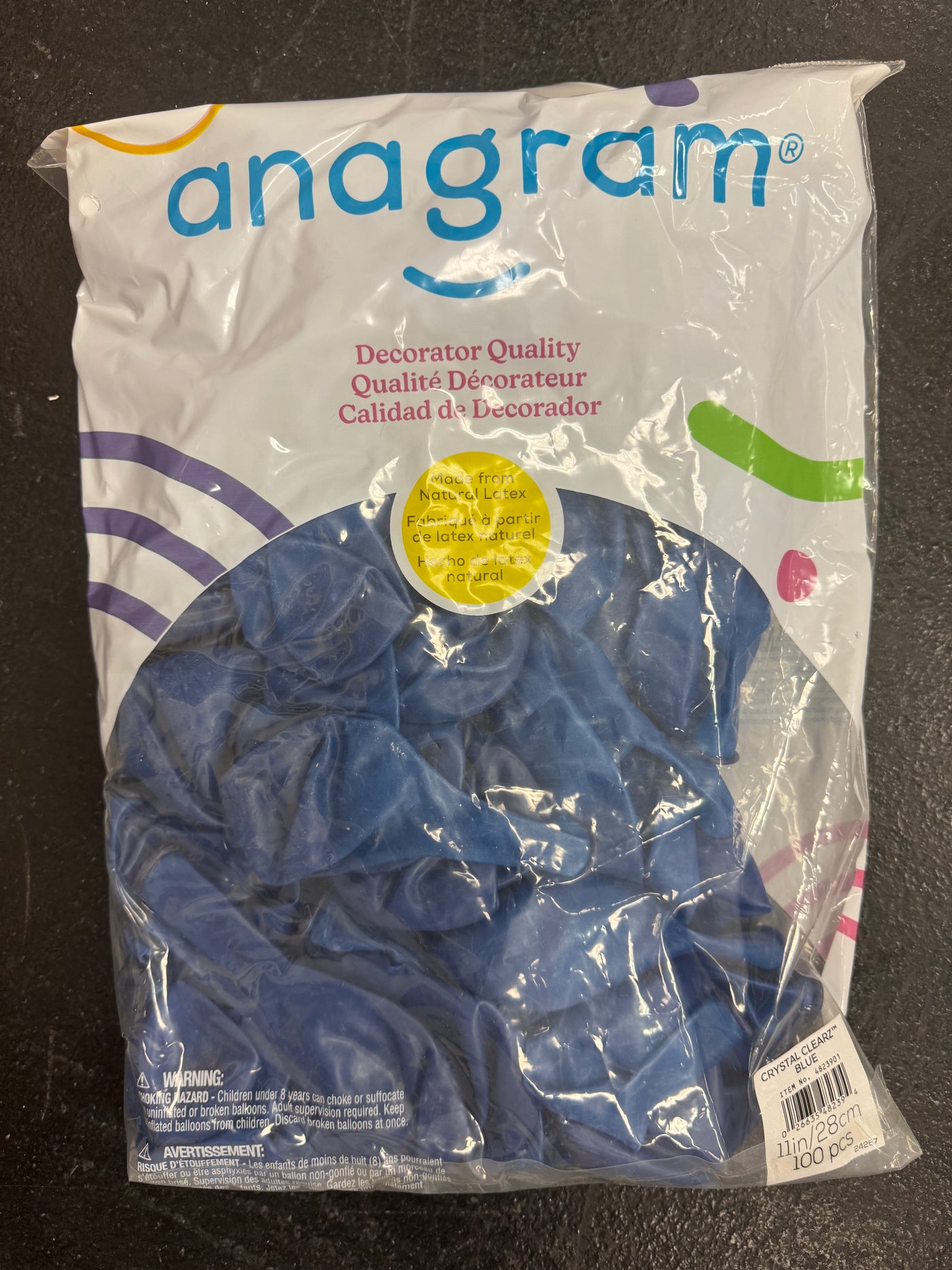 Crystal Clearz Blue Solid 11" Latex Bag