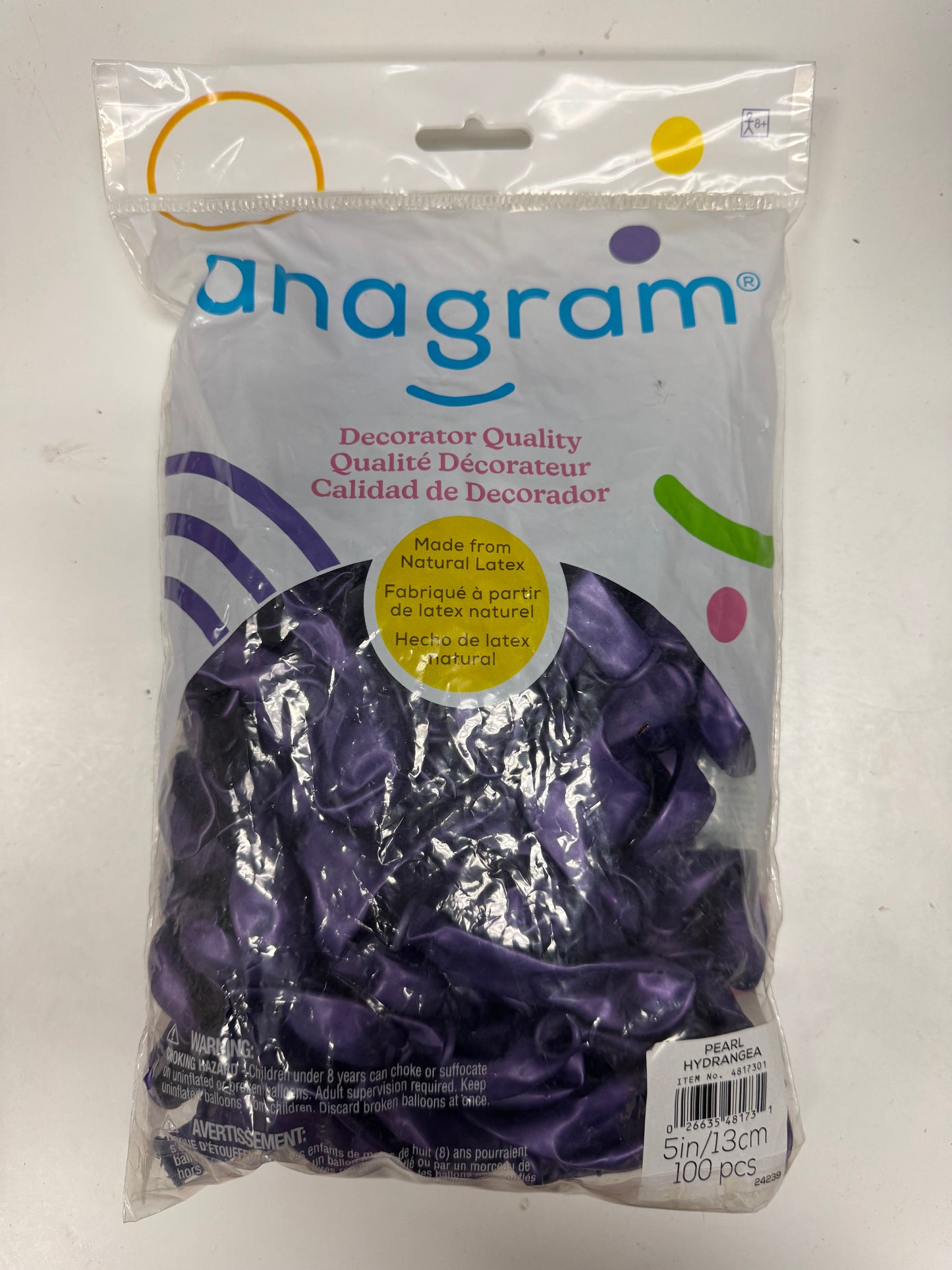 Pearl Hydrangea Purple Solid 5" Latex Bag