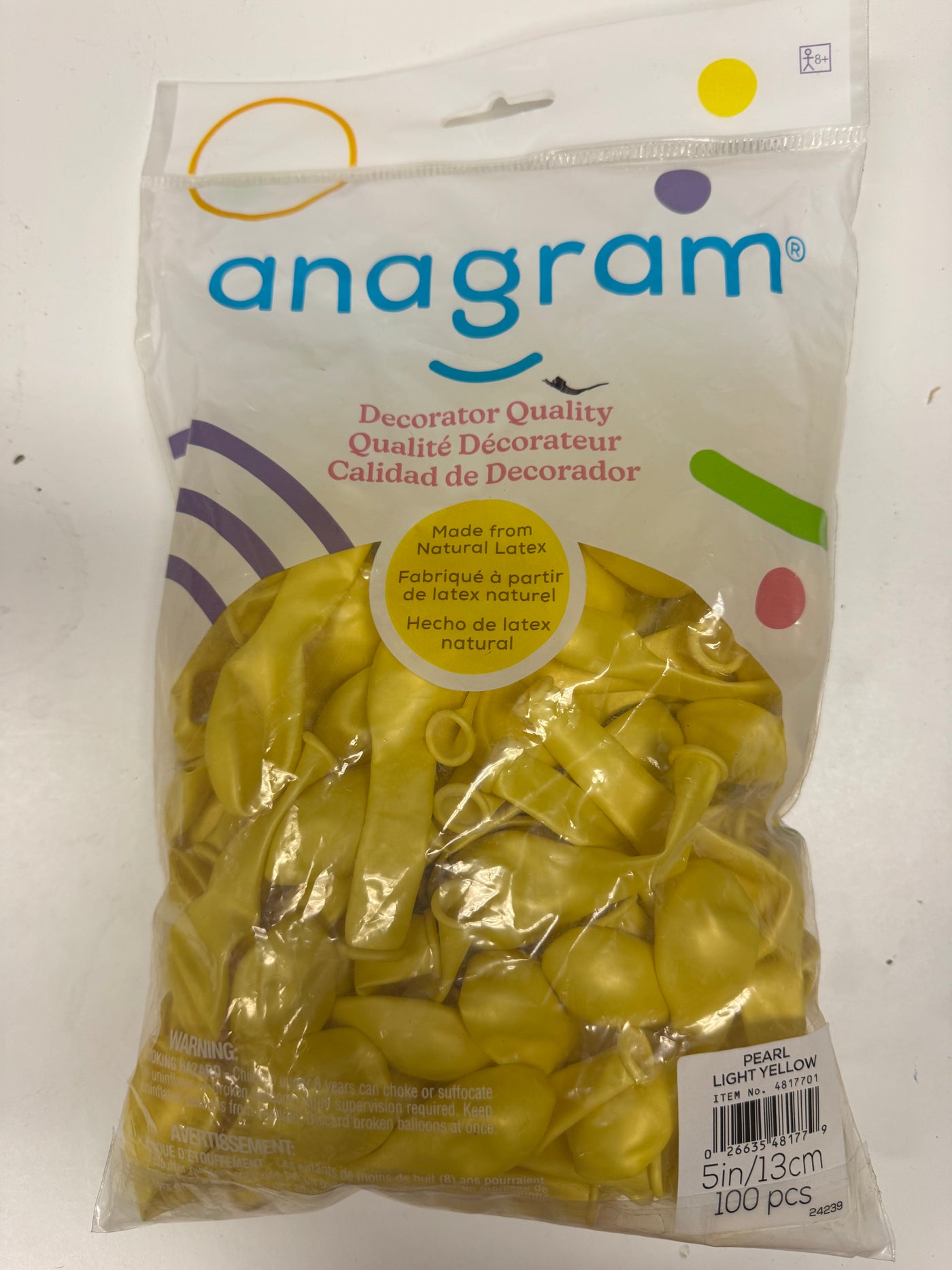 Pearl Light Yellow Solid 5" Latex Bag