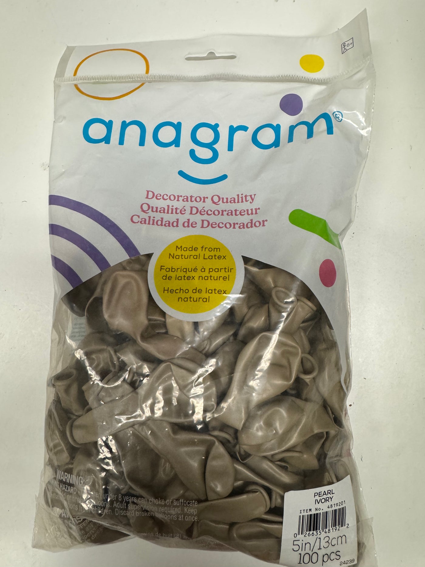 Pearl Vanilla Ivory Solid 5" Latex Bag