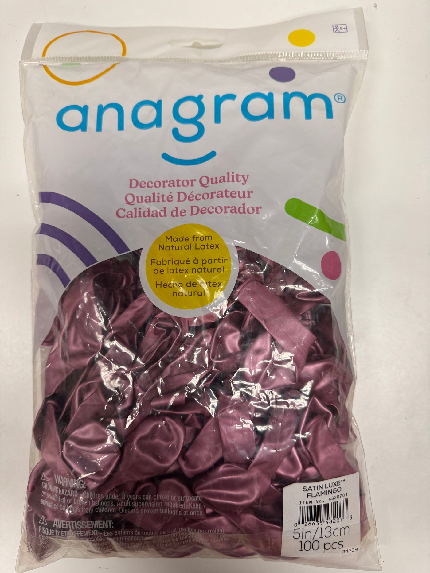 Satin Luxe Flamingo Pink Solid 5" Latex Bag