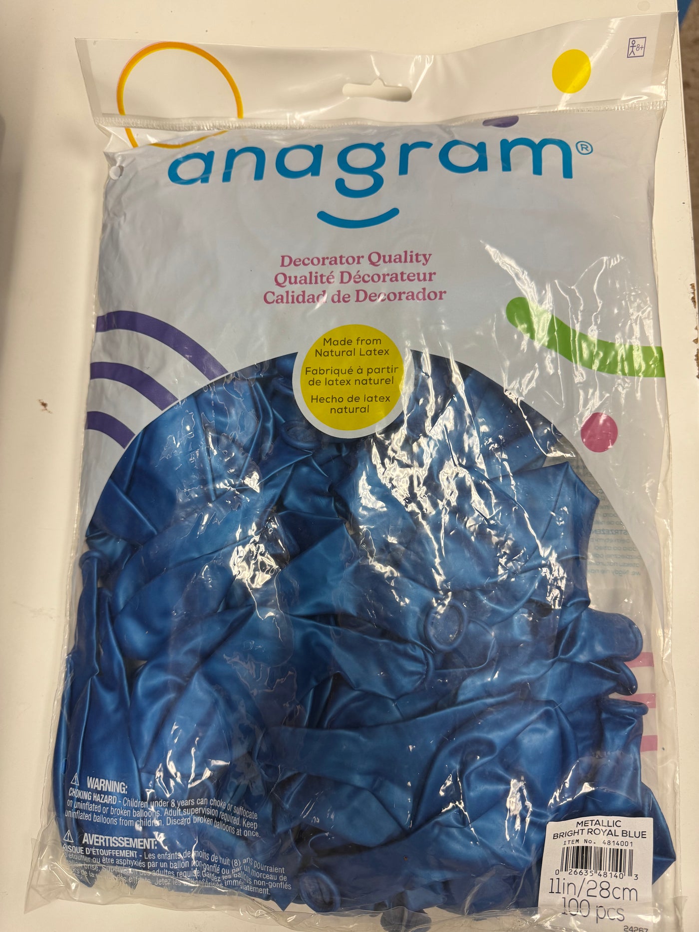 Metallic Bright Royal Blue Solid 11" Latex Bag