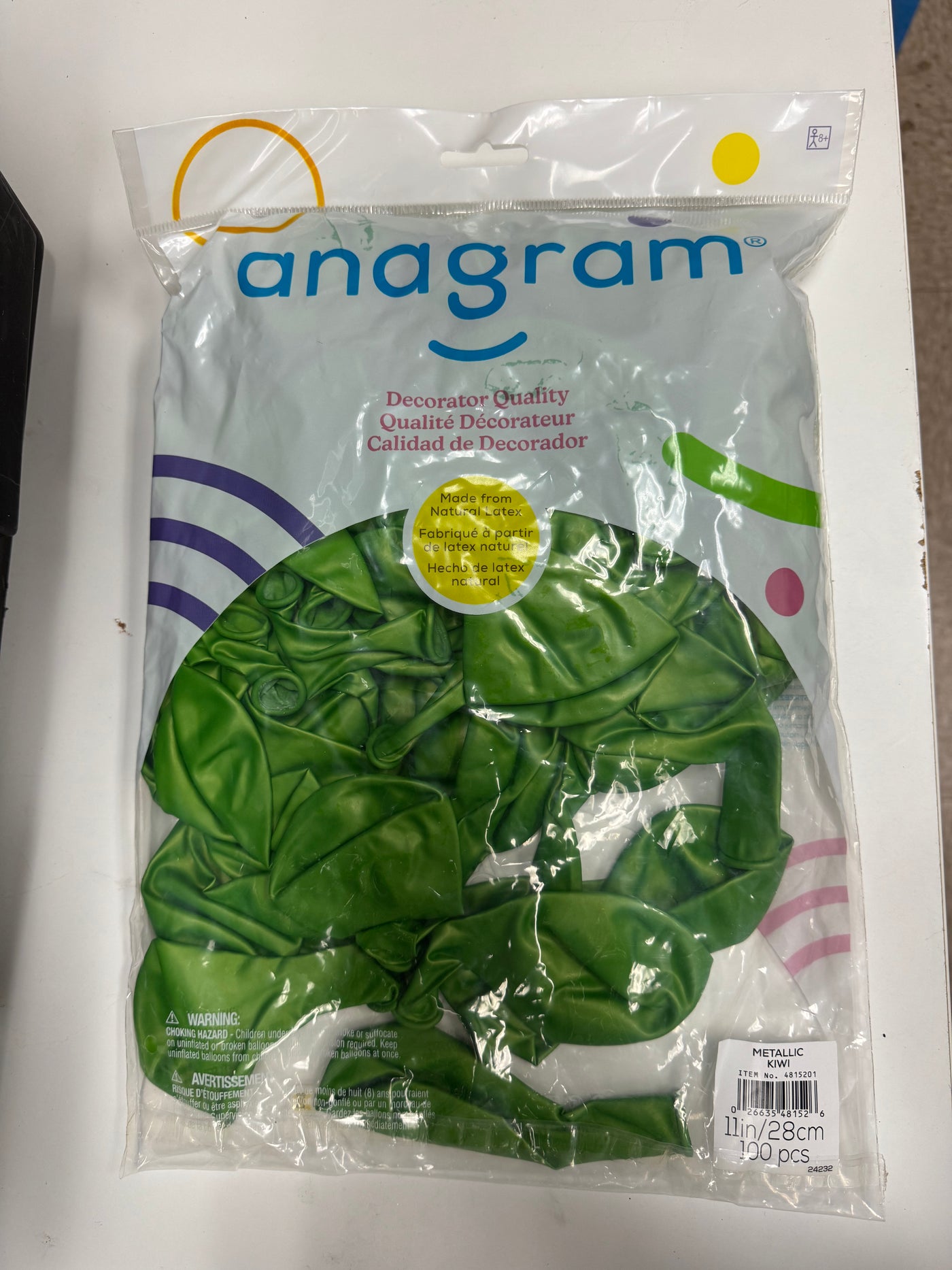 Metallic Kiwi Green Solid 11" Latex Bag