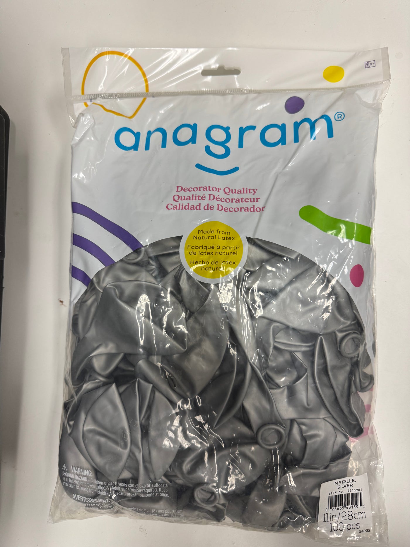 Metallic Silver Solid 11" Latex Bag