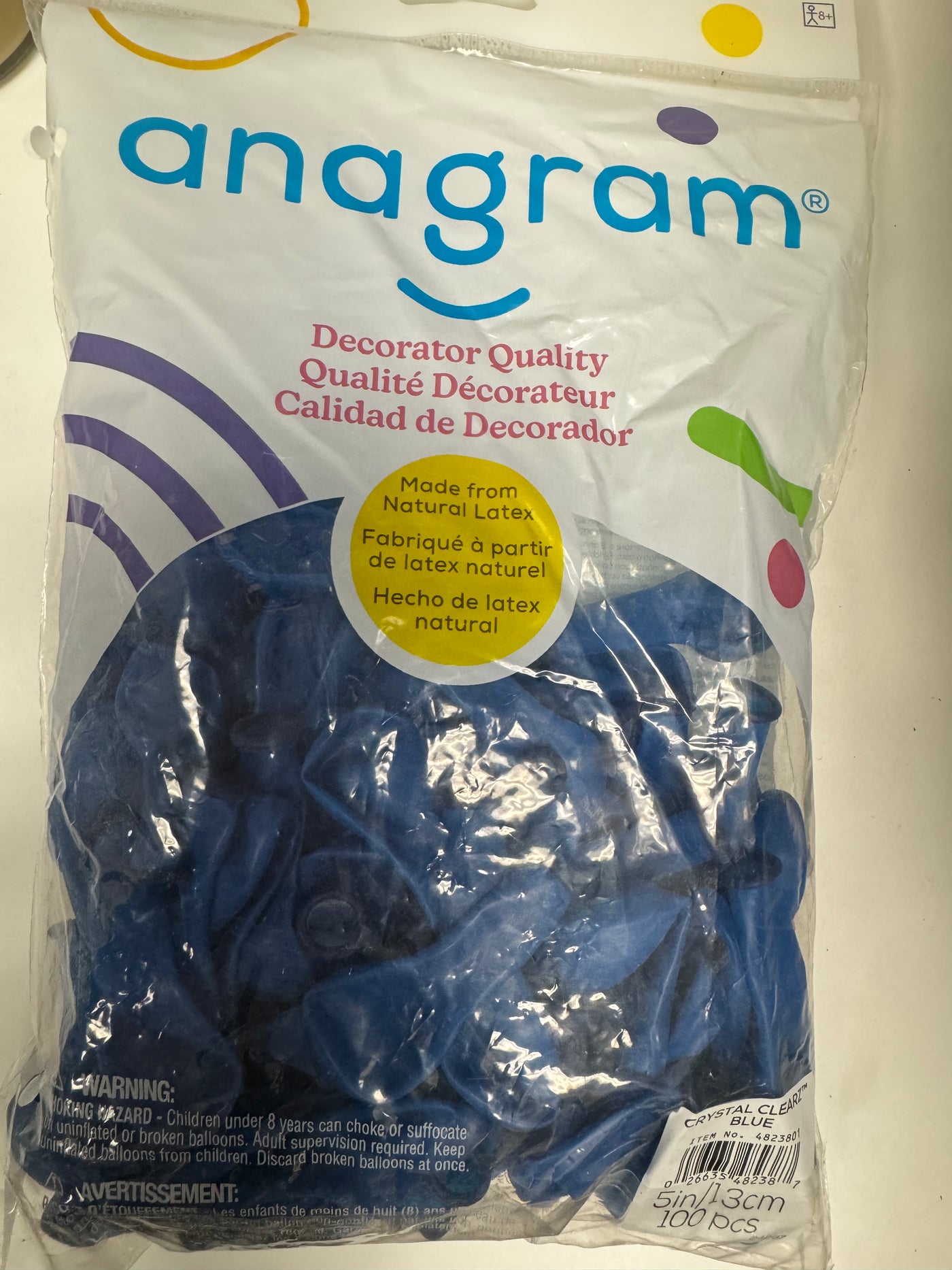 Crystal Clearz Blue Solid 5" Latex Bag