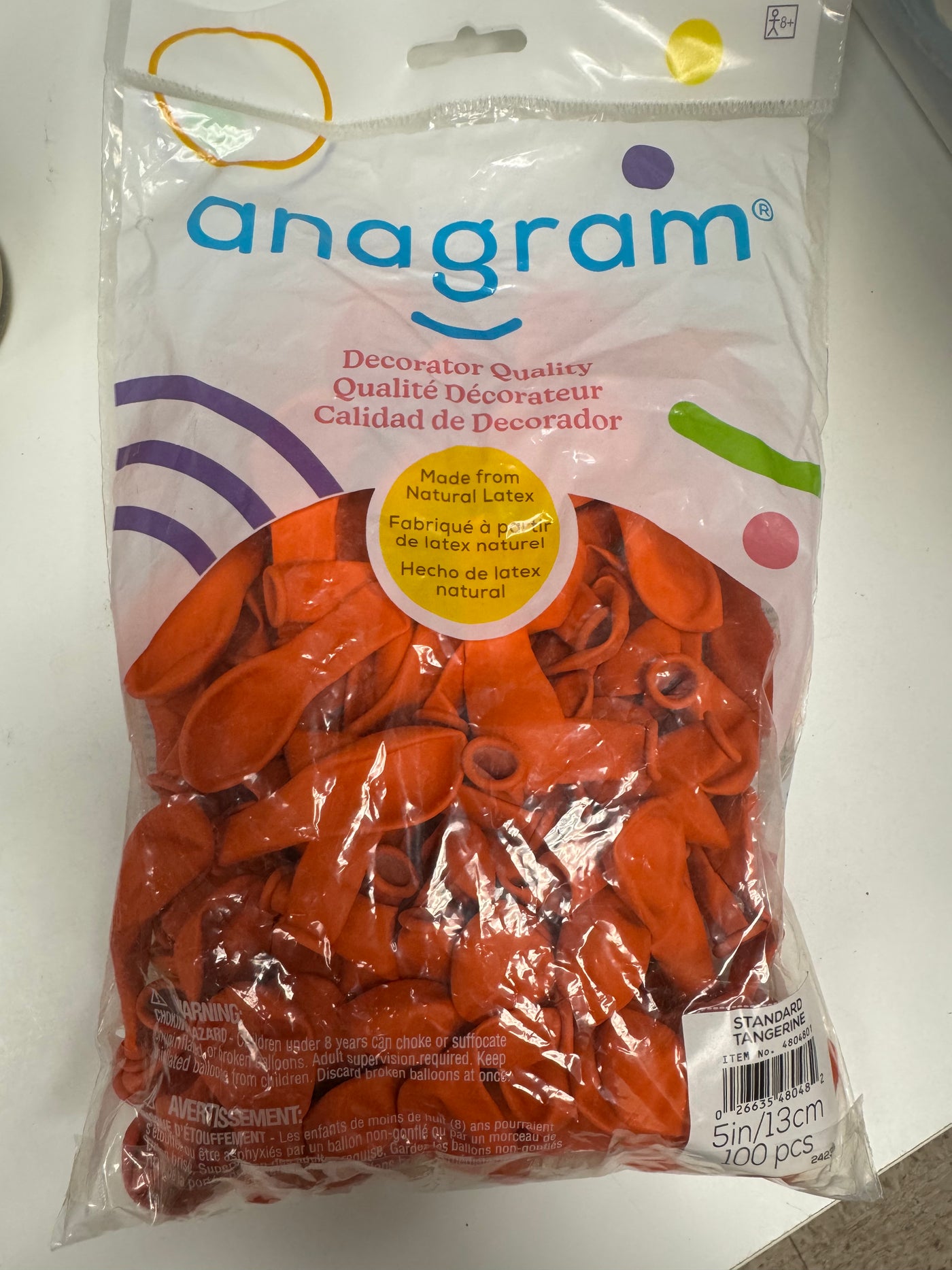 Standard Tangerine Orange Solid 5" Latex Bag