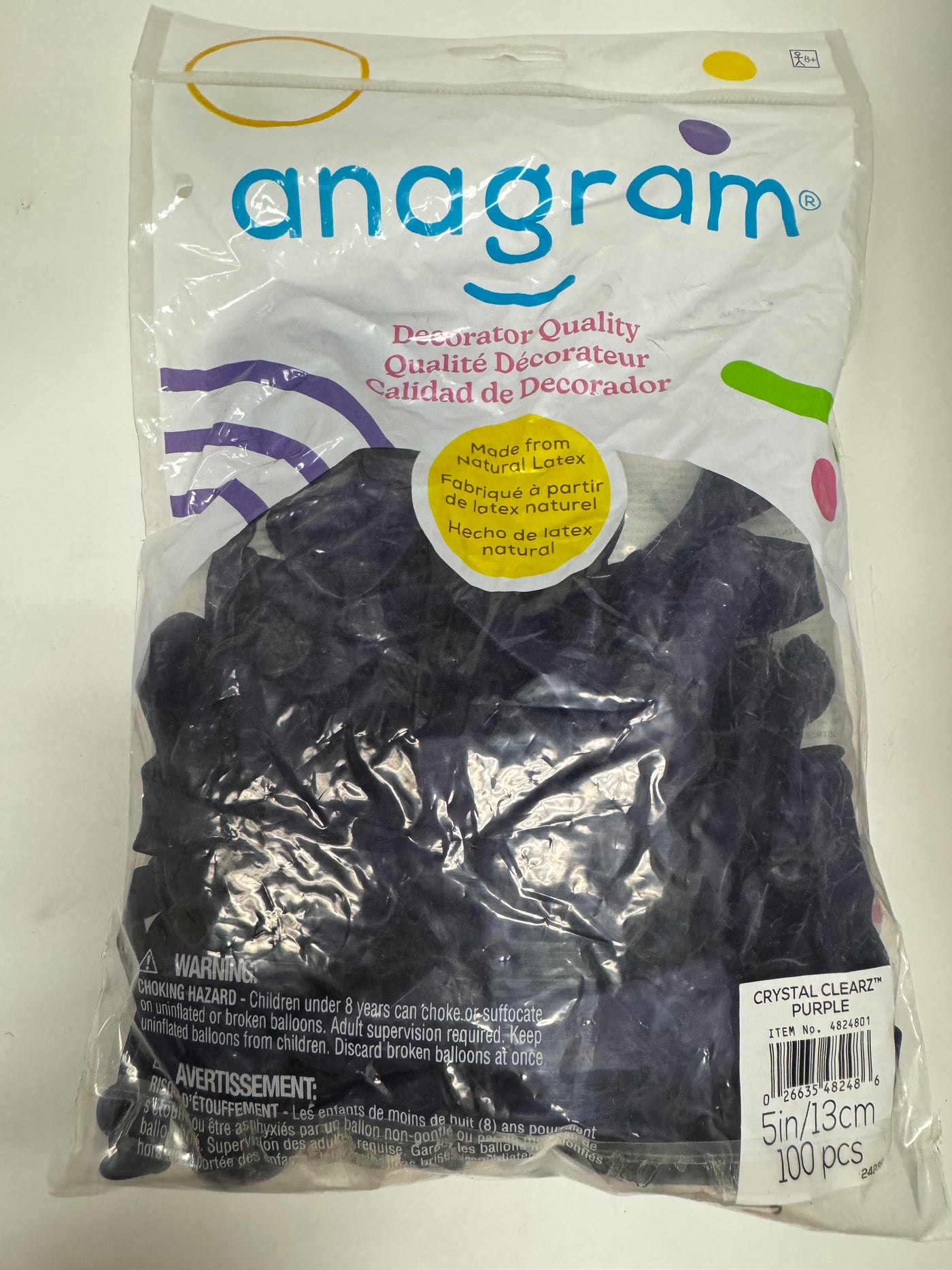 Crystal Clearz Purple Solid 5" Latex Bag