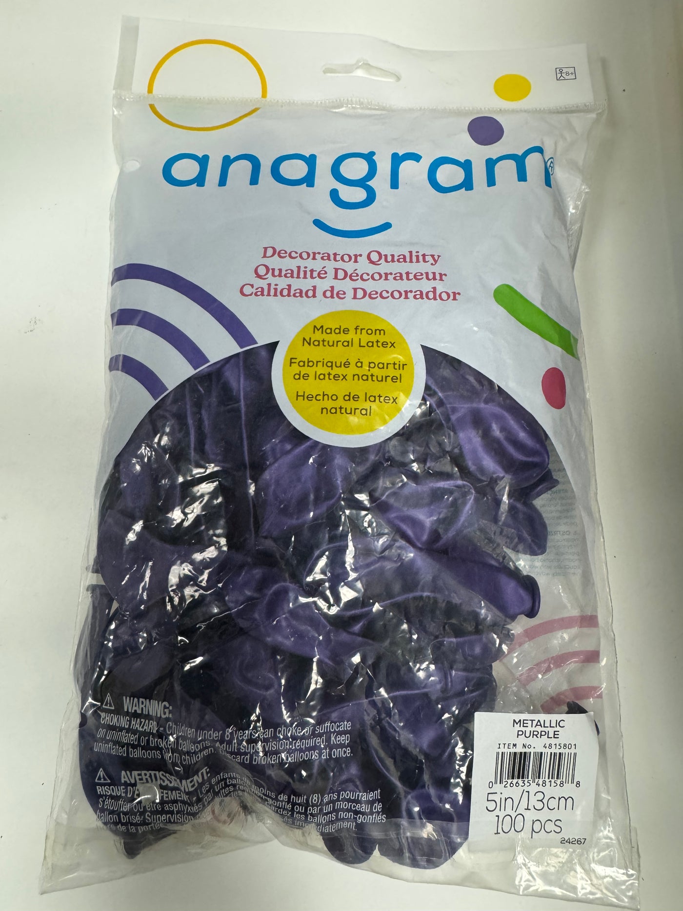 Metallic Purple Solid 5" Latex Bag