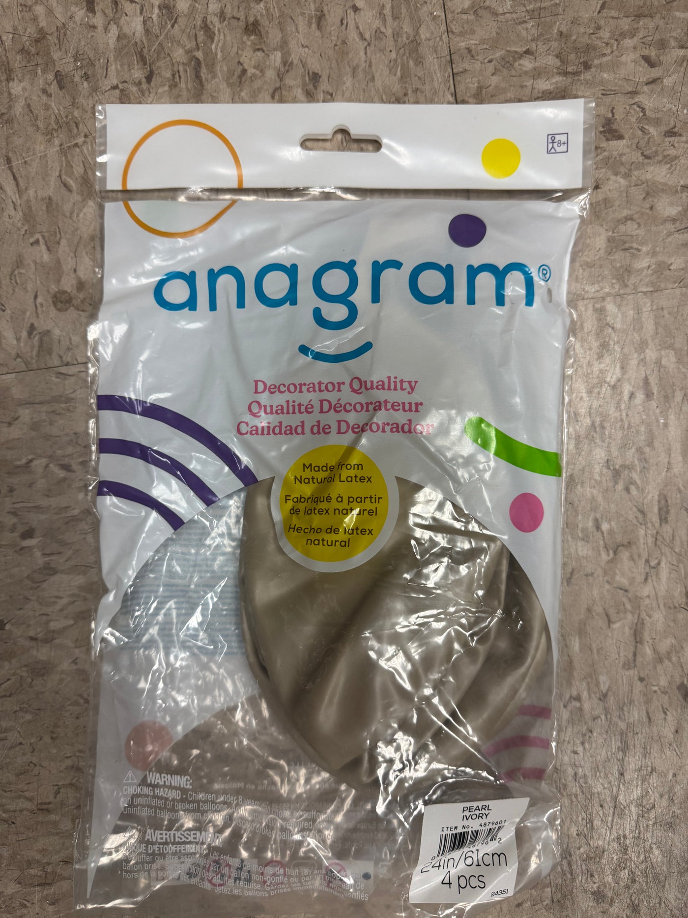 Pearl Vanilla Ivory Solid 24" Latex Bag