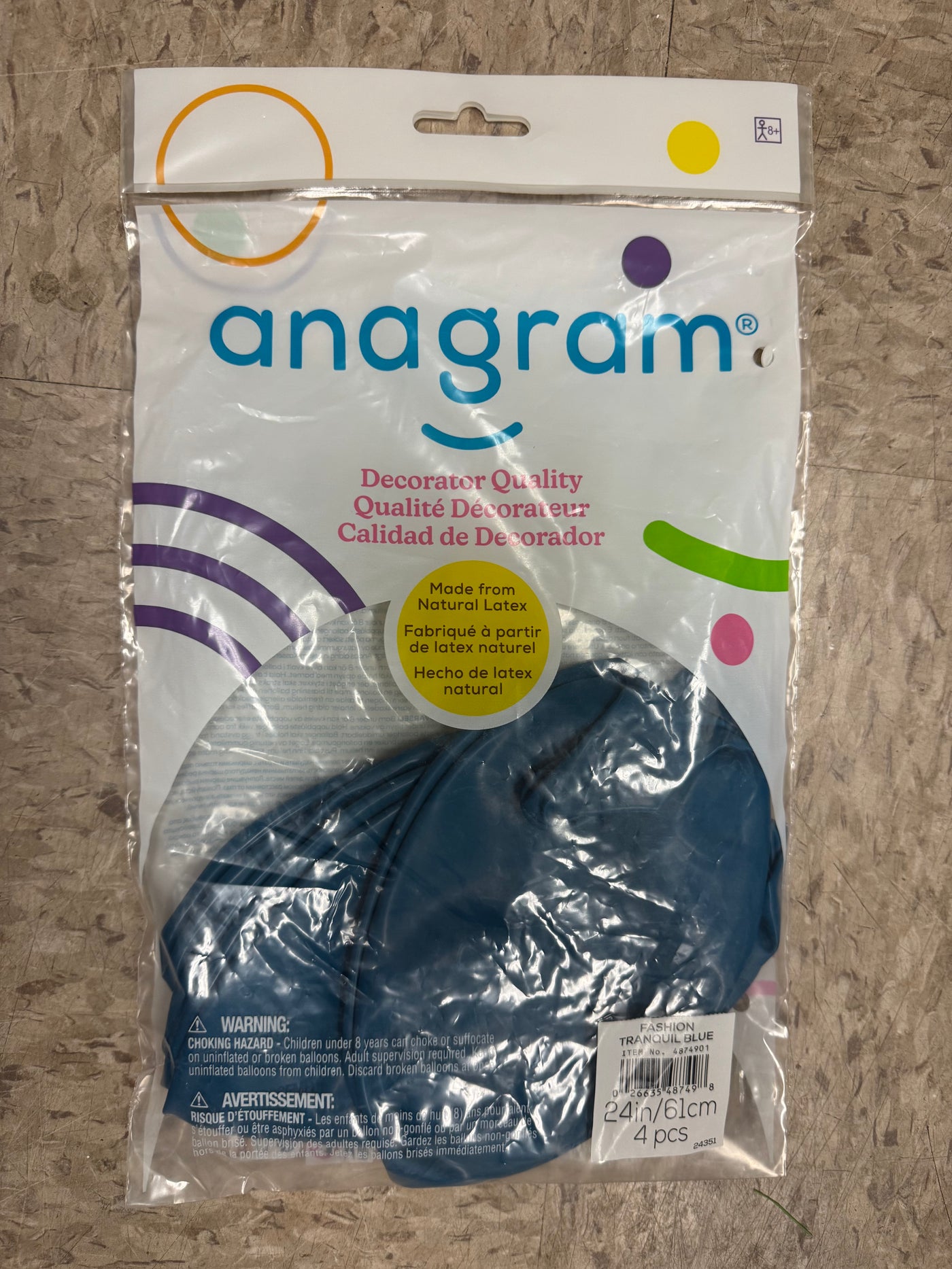 Fashion Tranquil Blue Solid 24" Latex Bag