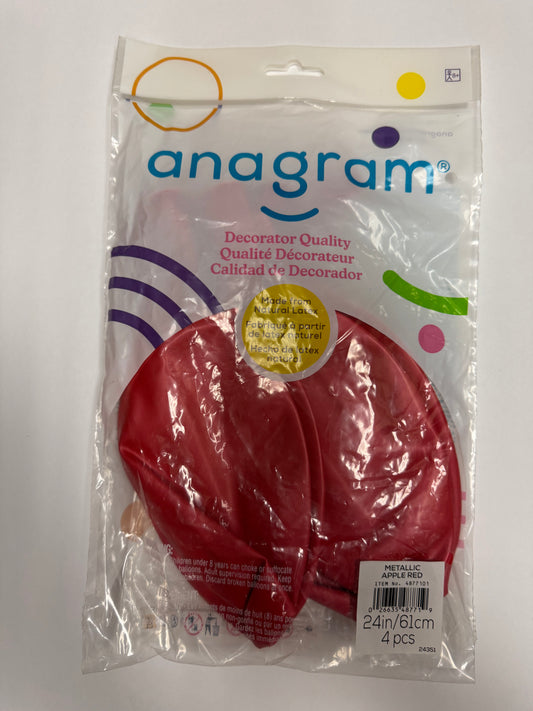 Metallic Apple Red Solid 24" Latex Bag