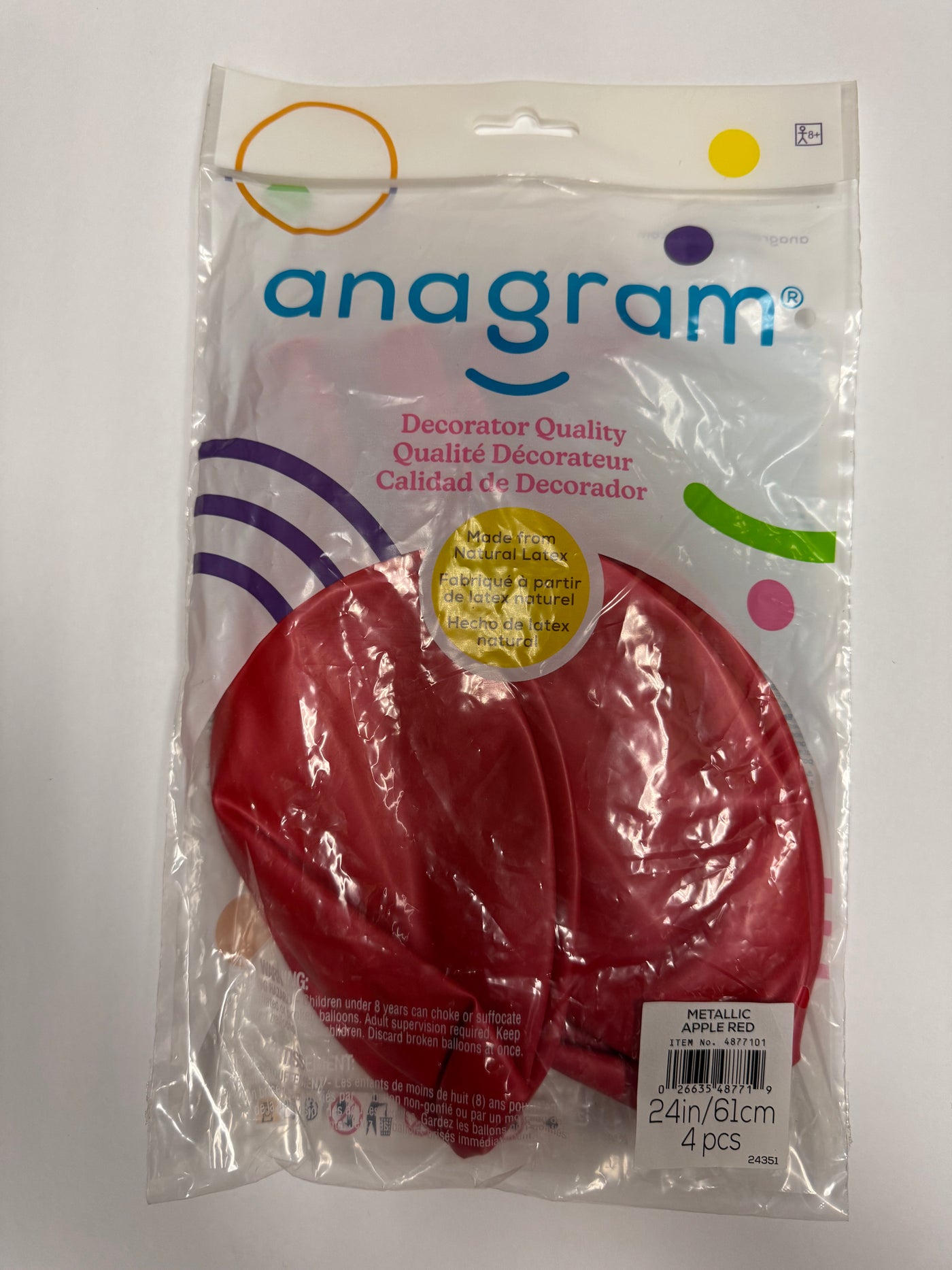 Metallic Apple Red Solid 24" Latex Bag