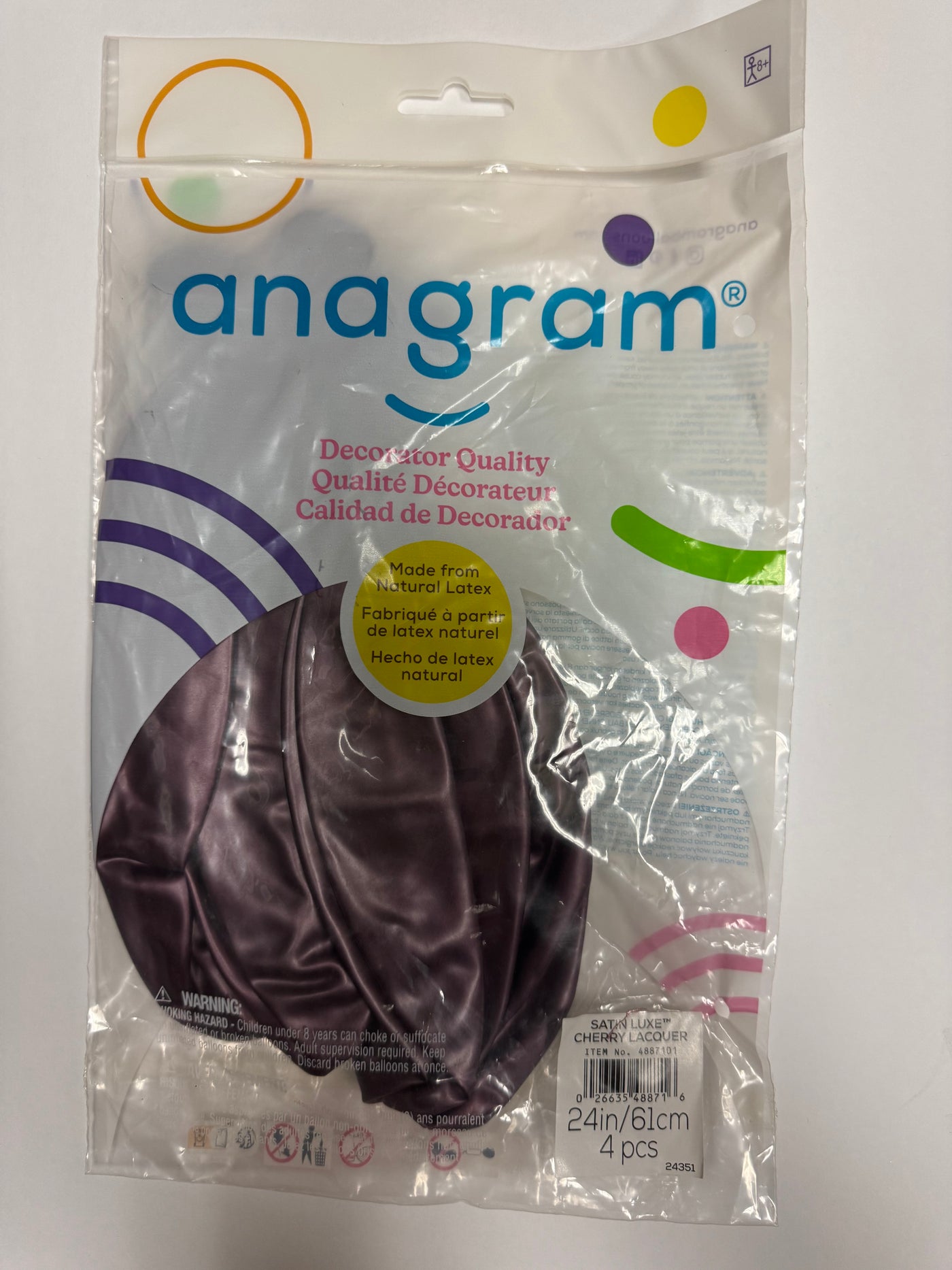 Satin Luxe Cherry Lacquer Burgundy Solid 24" Latex Bag