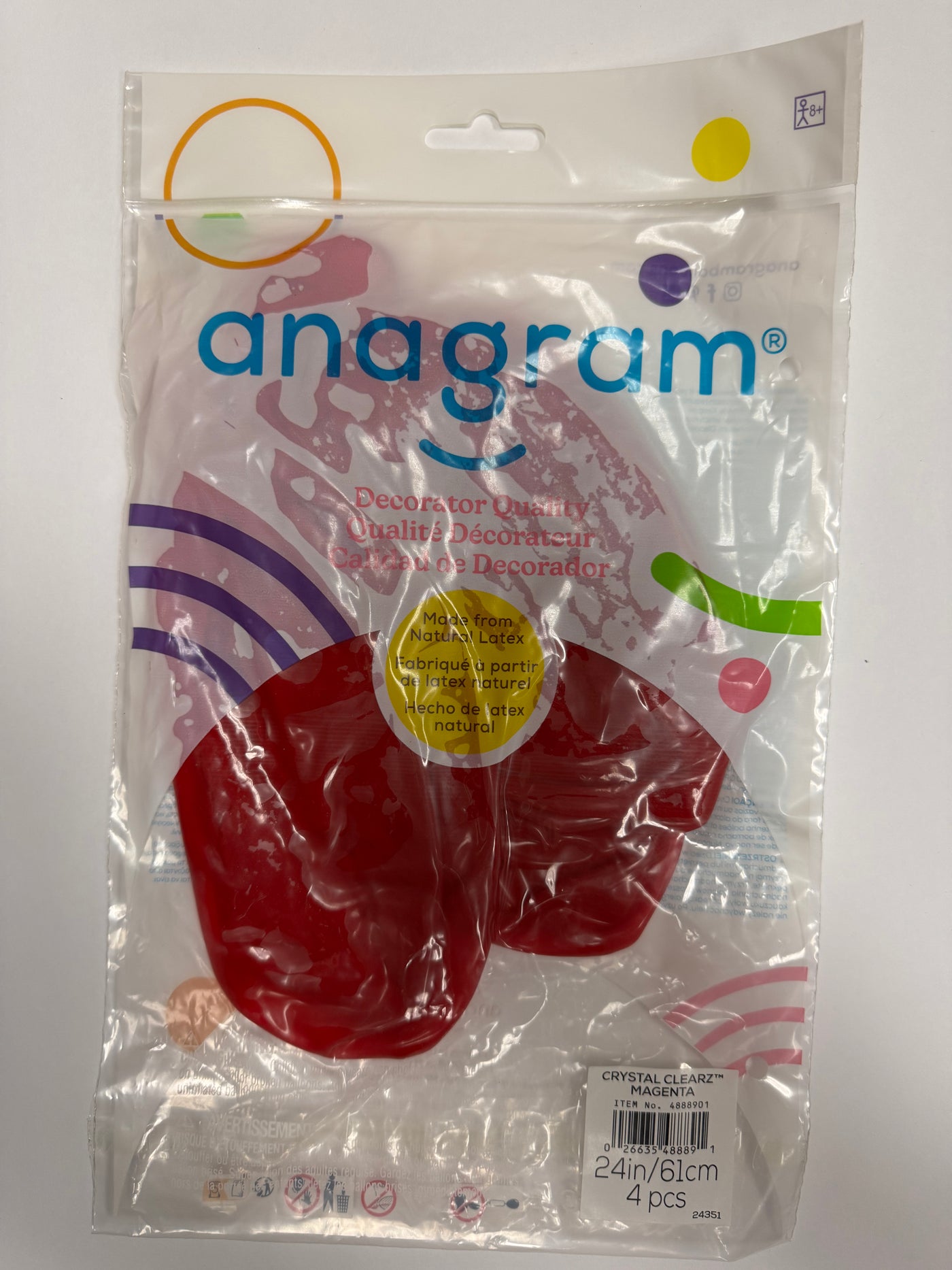 Crystal Clearz Magenta Solid 24" Latex Bag