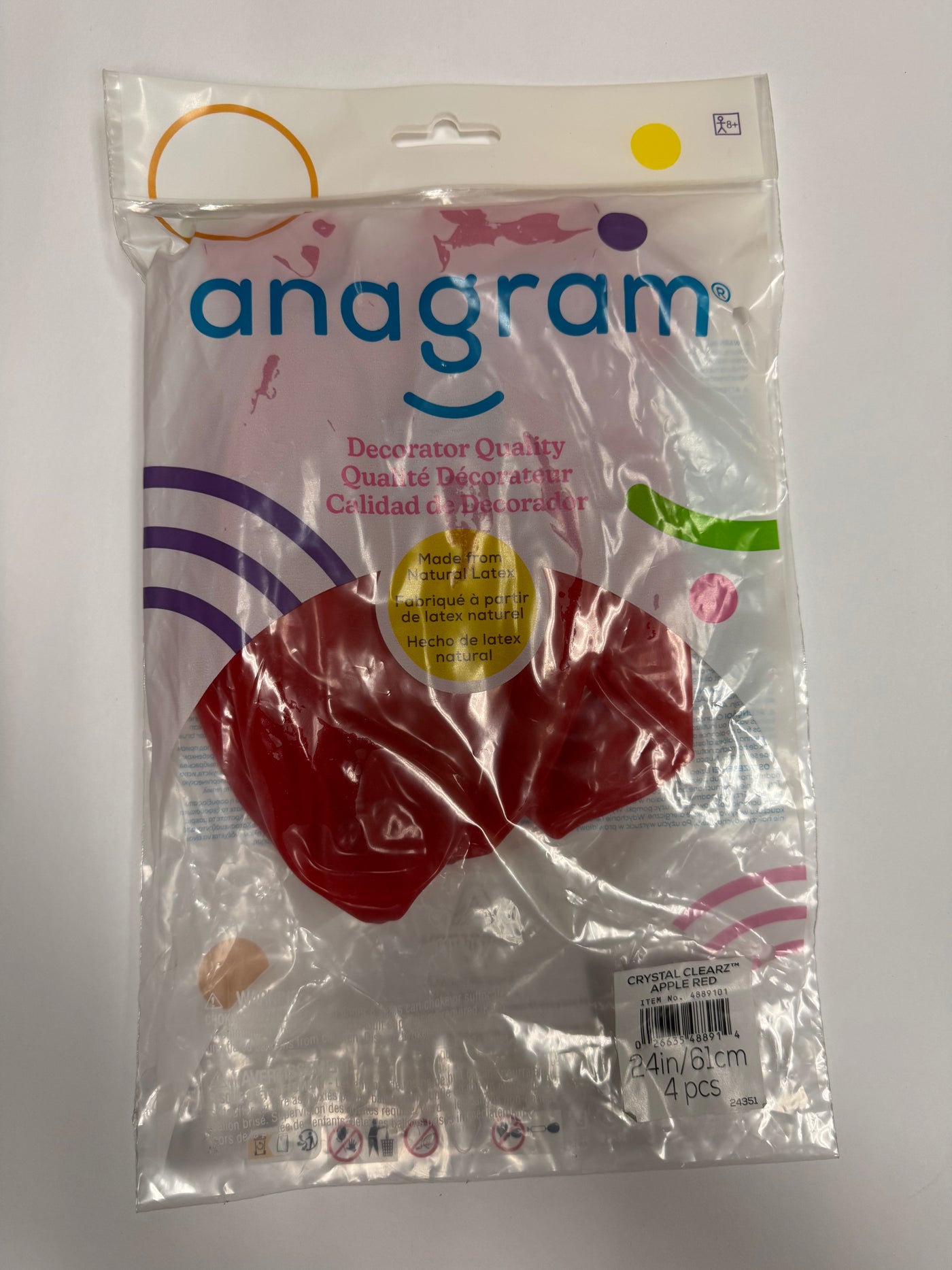 Crystal Clearz Apple Red Solid 24" Latex Bag