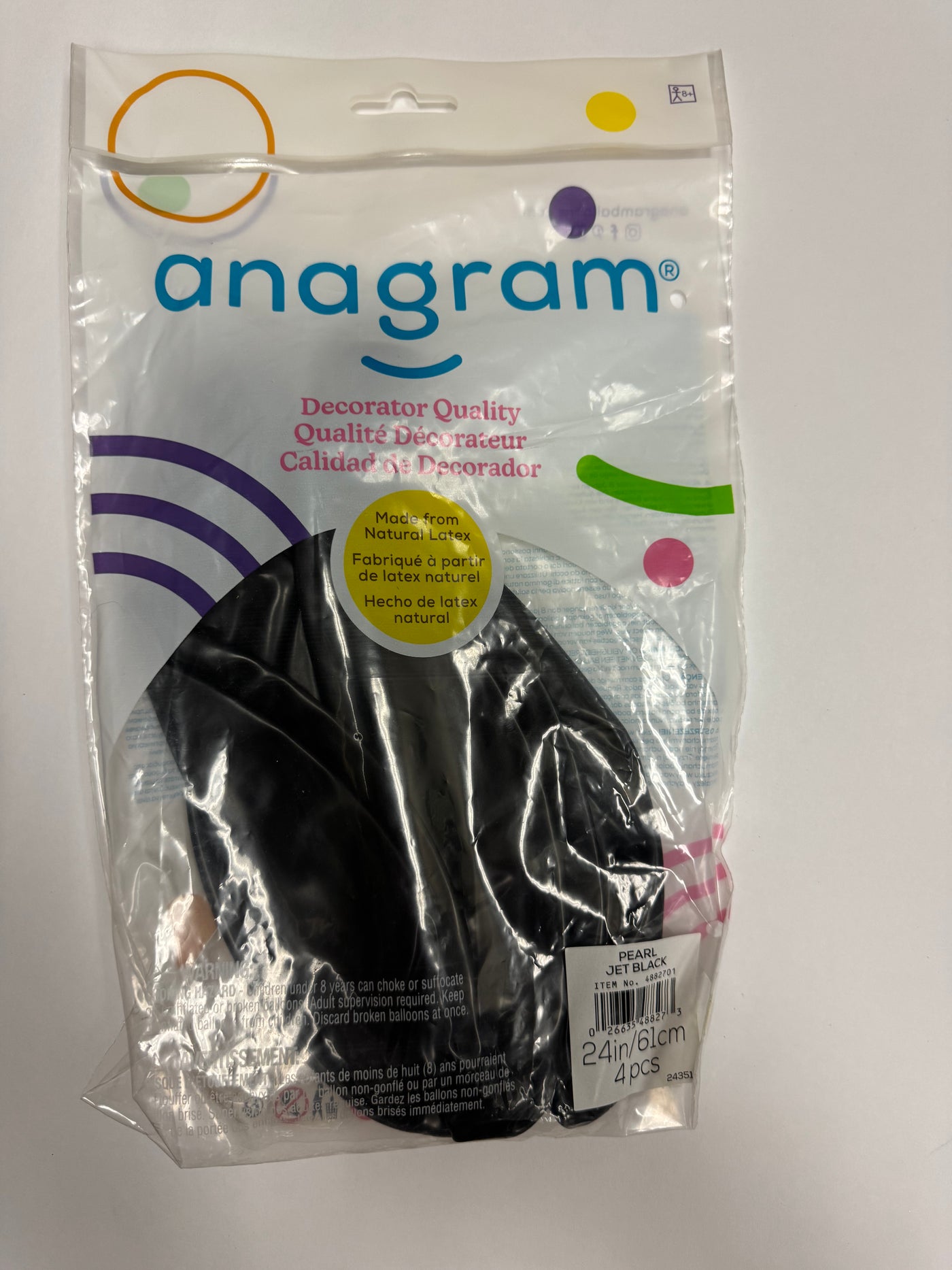 Pearl Jet Black Solid 24" Latex Bag